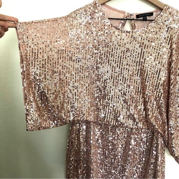 NEW MARINA Sequin Cocktail Dress Rose Gold/Pink 8 - Picture 5 of 5
